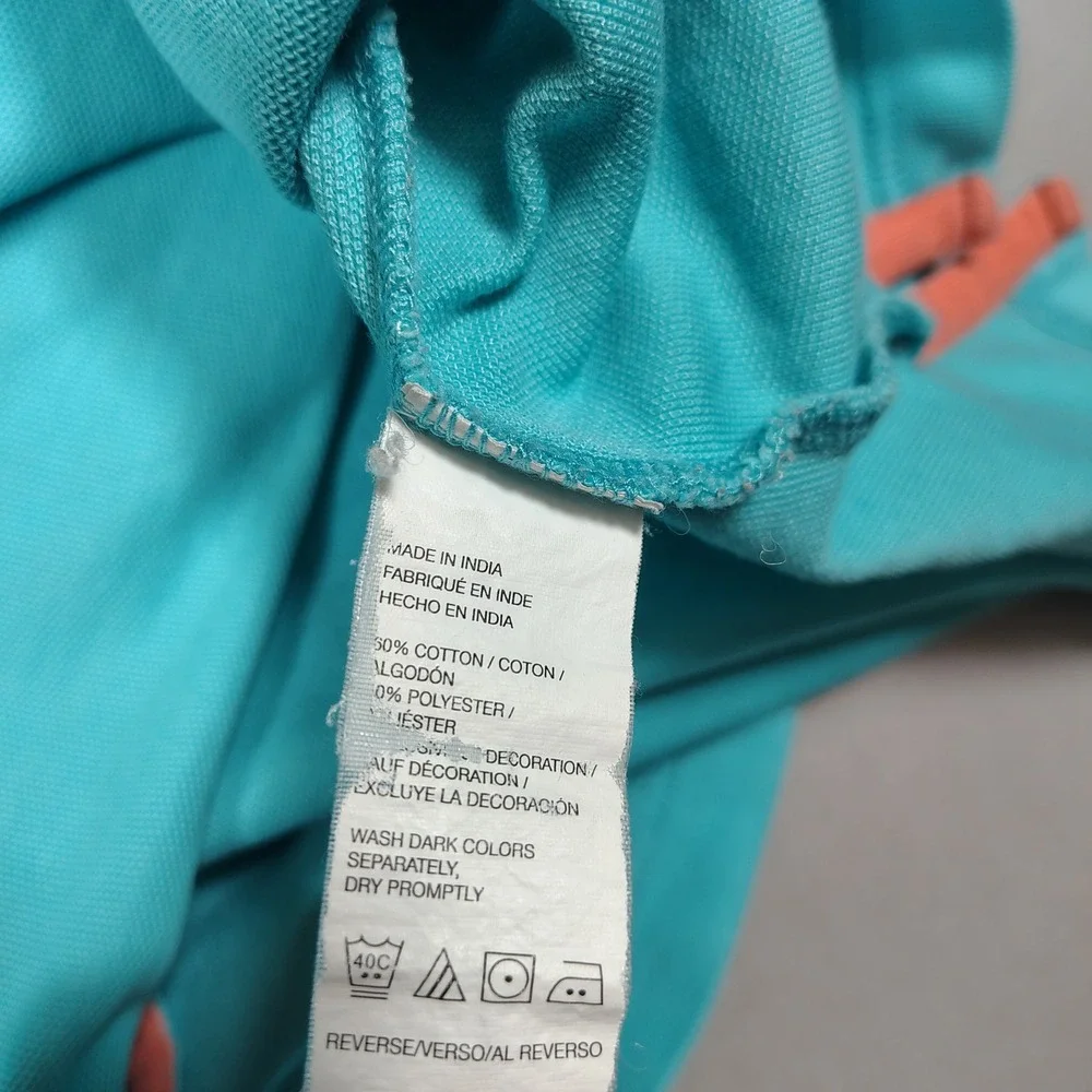 IZOD Advantage Polo Mens Medium Turquoise Blue Short Sleeve Solid Pique Cotton‎